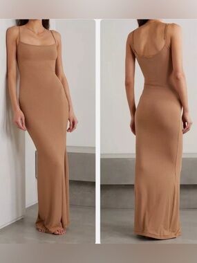 SKIMS NWT Long Slip Dress size 3X in the color camel